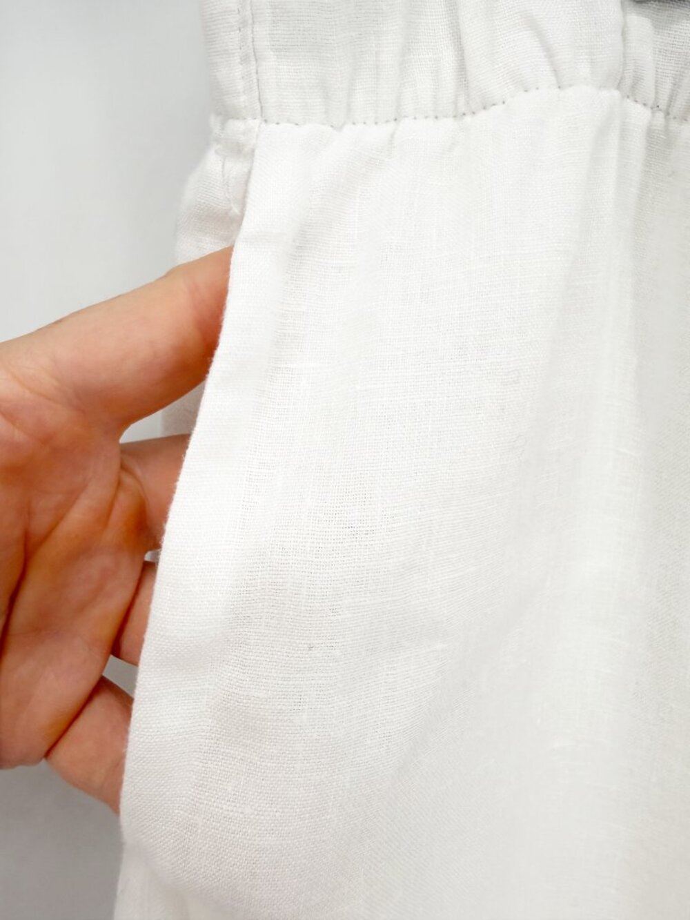 Birds Of Paradis Pants White Linen Ankle Elastic Waist (missing Drawstring) L - Picture 4 of 10
